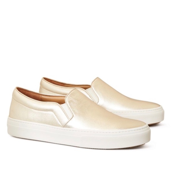 Tory Burch Shoes - Tory Burch Metallic Leather Slip On Sneakers